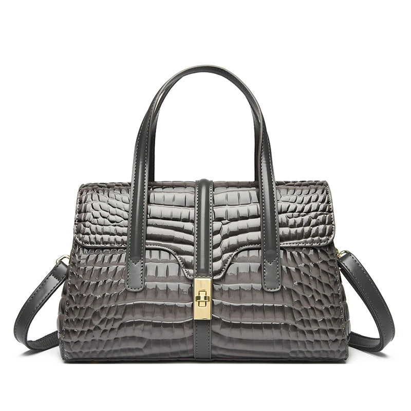 Luxury Tote Handbag for Women – Crocodile Patent Leather