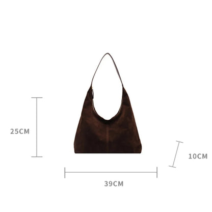 Suede Leather Hobo Shoulder Bag for Women