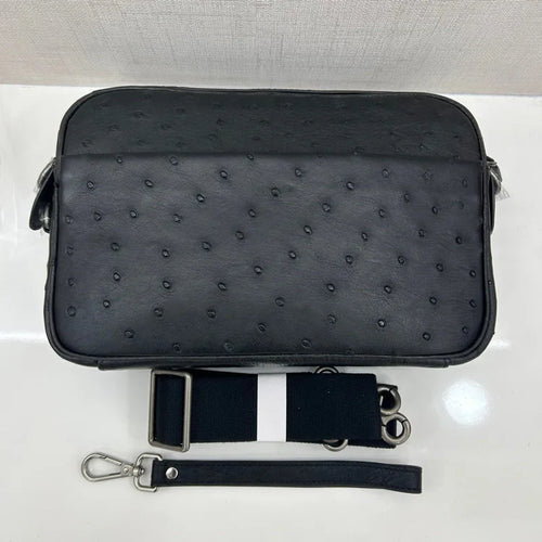 Men's Ostrich Leather Crossbody Shoulder Bag