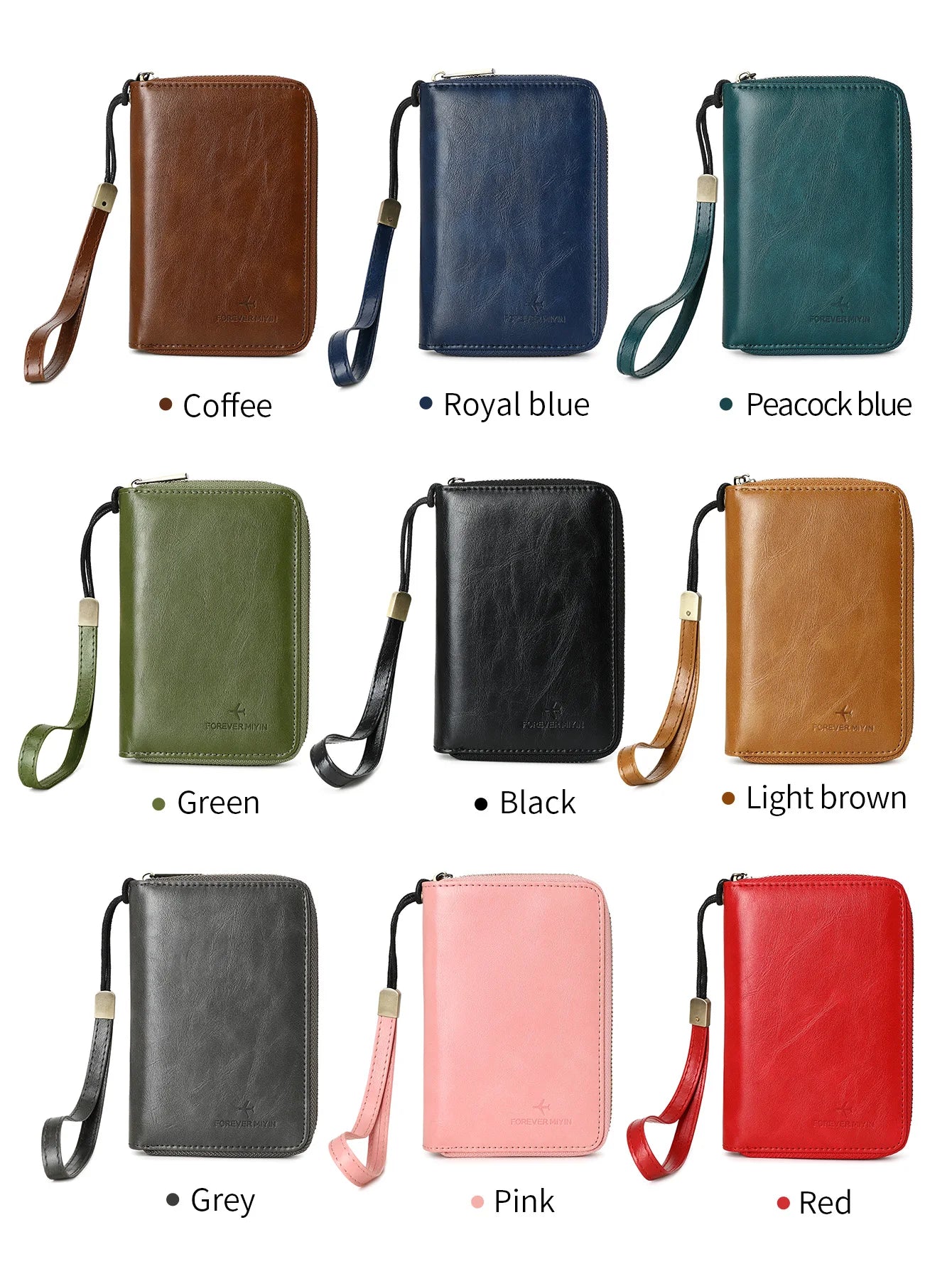 RFID Blocking Passport Wallet – PU Leather Zipper Travel Card Holder with ID Window