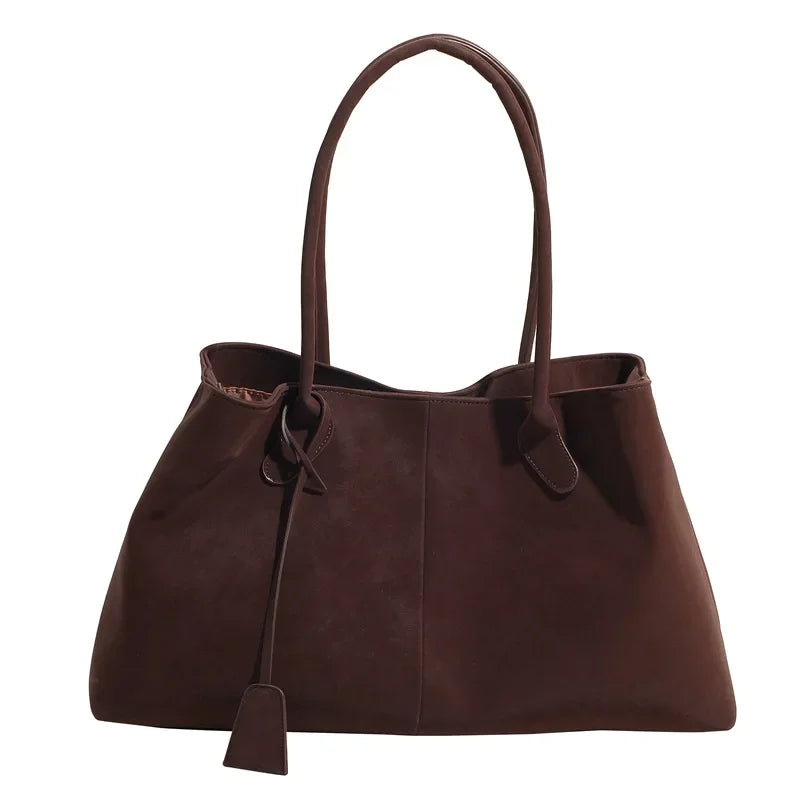 Large Capacity Faux Suede Tote Bag – Women's Shoulder Handbag