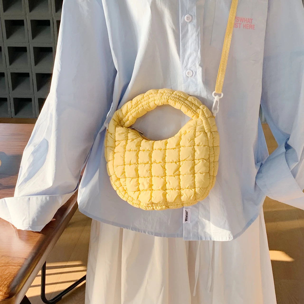 Quilted Puffer Shoulder Bag for Women – Lightweight Crossbody Handbag