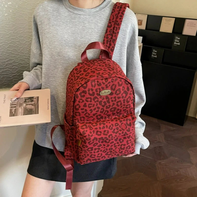 Leopard Print Backpack – Women's Trendy Casual Shoulder Bag