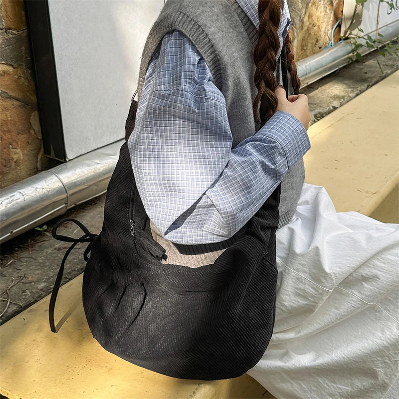 Corduroy Crossbody Shoulder Bag for Women