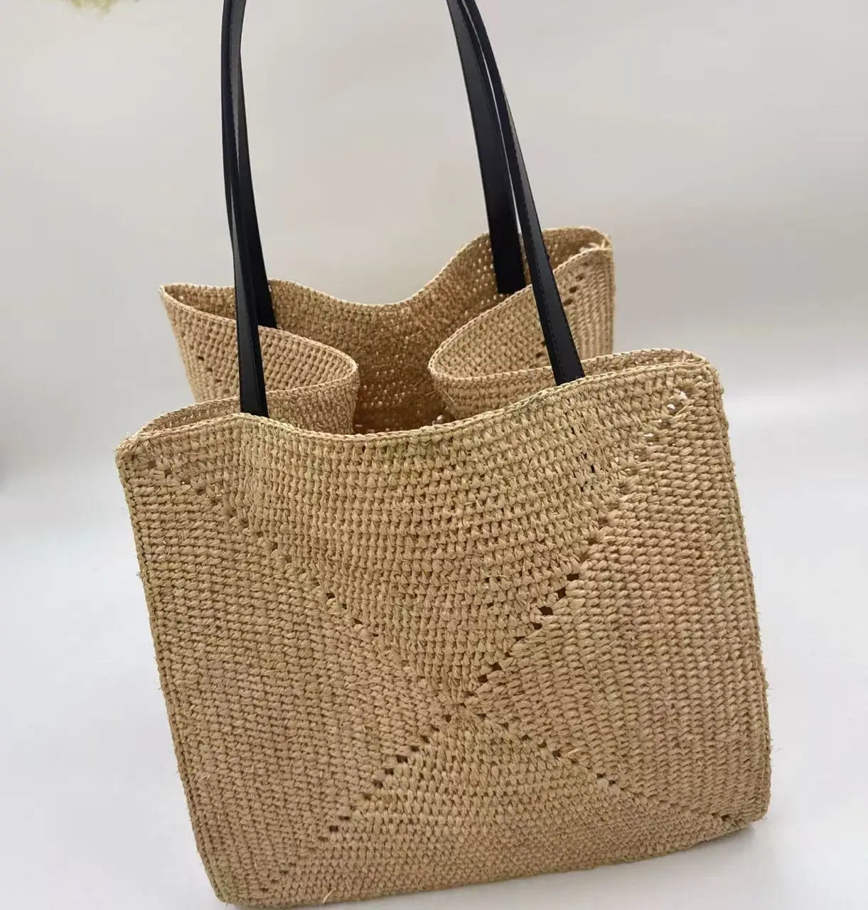 Fashionable Versatile Lafite Straw Weaving Design Tote Shoulder Casual Bag Street Trend Arrival Soft