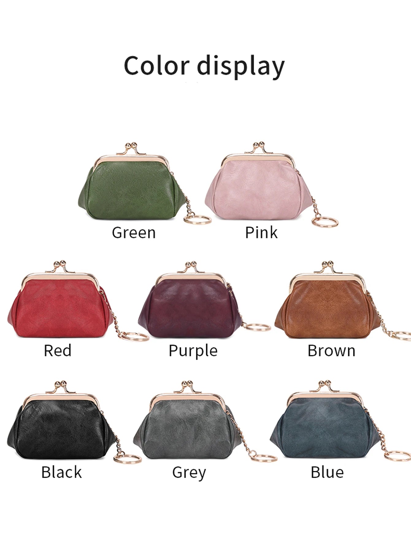 Kiss Lock Coin Purse Mini PU Leather Wallet for Women