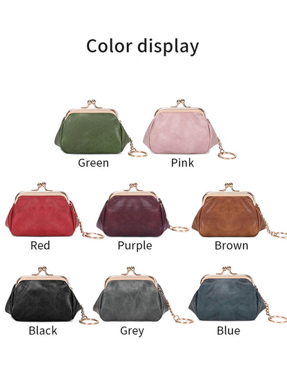 Kiss Lock Coin Purse Mini PU Leather Wallet for Women