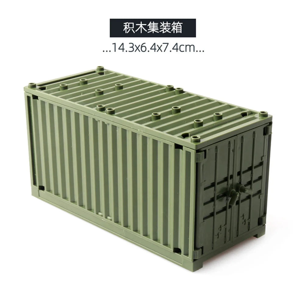 Military Base Container Building Blocks Set with Soldiers & Weapons
