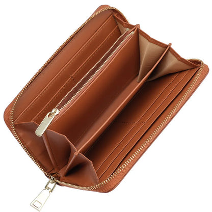 Women's Waxed Cowhide Long Zip-Around Clutch Wallet