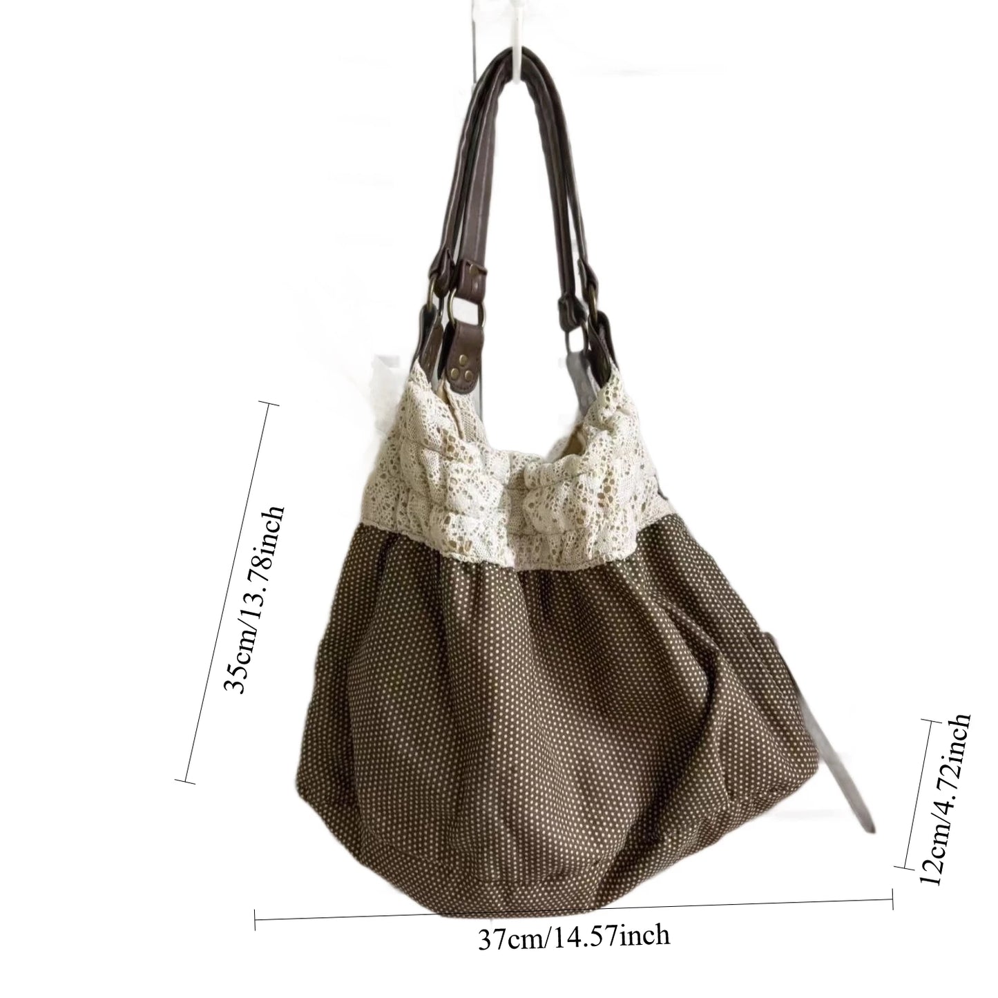 Lace Tote Bag Women's Retro Polka Dot Shoulder Bag