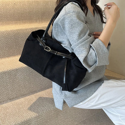 Fashionable Retro Suede Bag Popular European American Large-Capacity Autumn Winter Tote Bag Simple