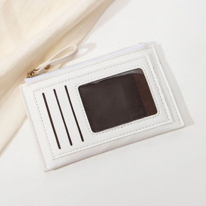 Slim PU Leather Card Wallet with ID Window & Wrist Strap