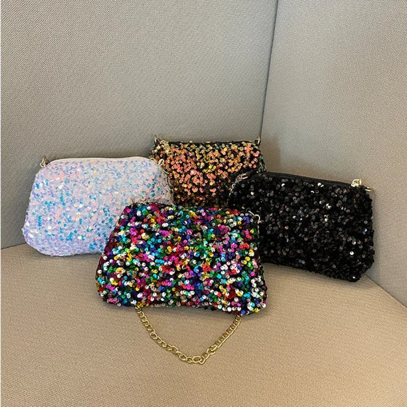Sequin Chain Crossbody Bag – Women's Evening Clutch Purse