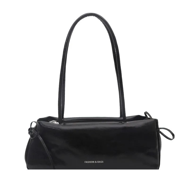 Ballet Style Bow Shoulder Bag – Elegant PU Leather Square Handbag