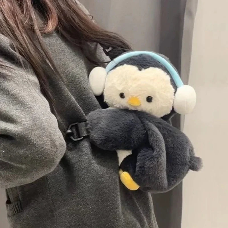 Kawaii Plush Animal Crossbody Bag for Women – Cute Penguin & Sheep Shoulder Purse