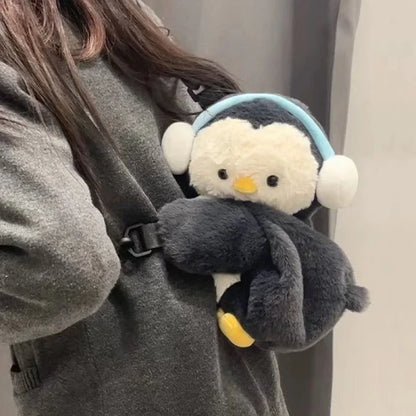 Kawaii Plush Animal Crossbody Bag for Women – Cute Penguin & Sheep Shoulder Purse