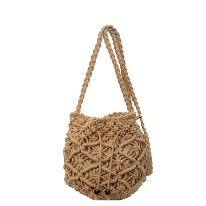 Woven Bucket Bag – Women's Knit Crochet Crossbody Beach Tote