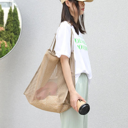 Mesh Tote Bag – Large Capacity Shoulder Bag for Beach, Travel & School