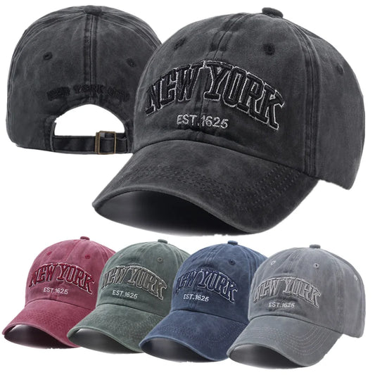 New York Embroidery Baseball Cap – Washed Vintage Style
