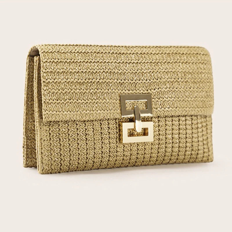 Straw Woven Clutch Bag – Women's Raffia Crochet Beach Purse