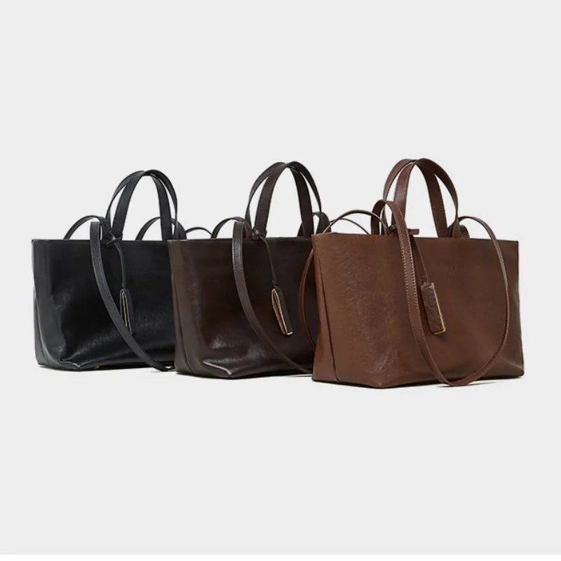 Large Capacity Leather Tote Shoulder Bag for Women