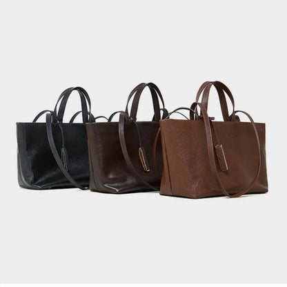 Large Capacity Leather Tote Shoulder Bag for Women