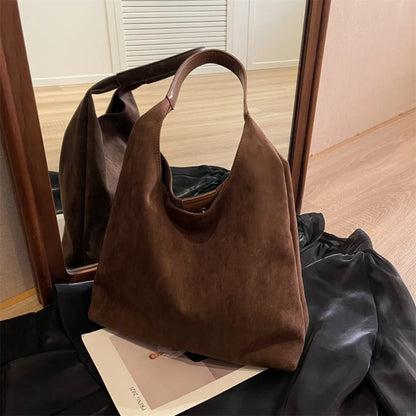 Soft Suede Hobo Shoulder Bag for Women – Large Luxury Handbag