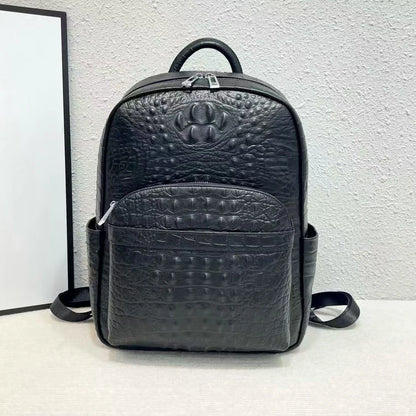Crocodile Embossed Genuine Leather Men's Backpack – Large