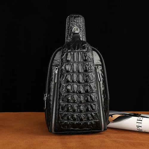 Genuine Crocodile Leather Men's Sling Chest Bag