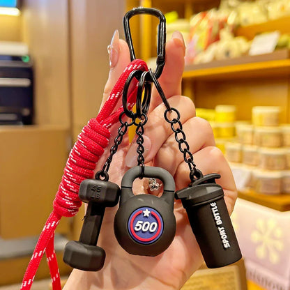 Gym Charm Keychain Set – Kettlebell, Dumbbell & Shaker