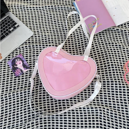 Heart-Shaped Transparent Ita Bag Crossbody for Women & Girls