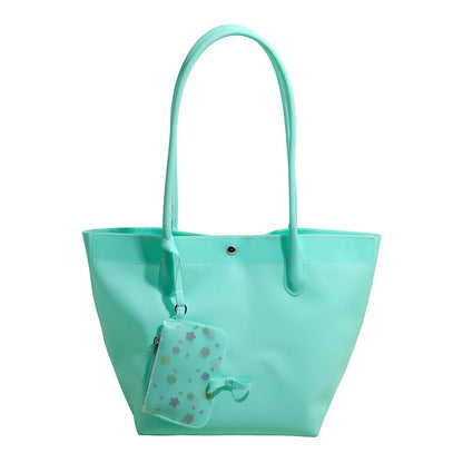 PVC Tote Bag with Mini Pouch – Large Capacity Waterproof Shoulder Bag