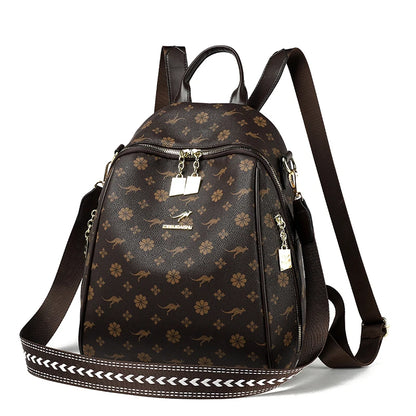Designer Print Leather Backpack for Women – Large Capacity