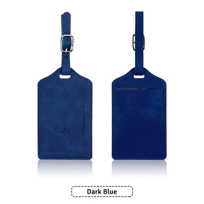Leather Luggage Tag with Card Slot – Travel Baggage Label for Men & Women