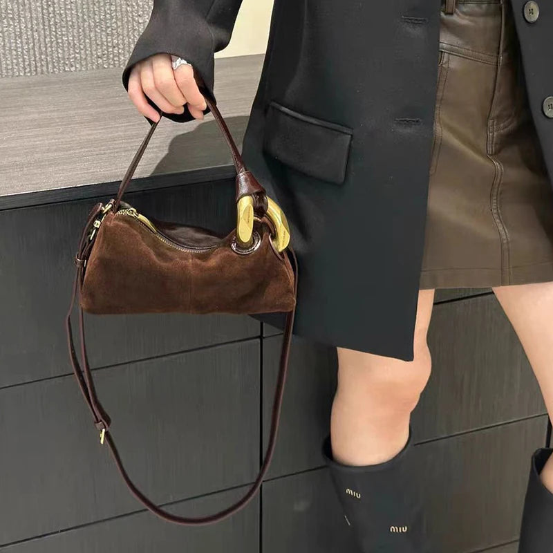 Faux Suede Leather Crossbody Shoulder Bag for Women