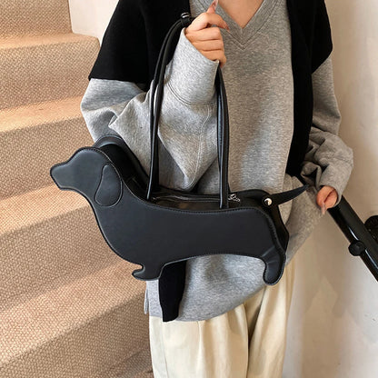 Dog Shaped Handbag - Novelty PU Leather Dachshund Shoulder Bag