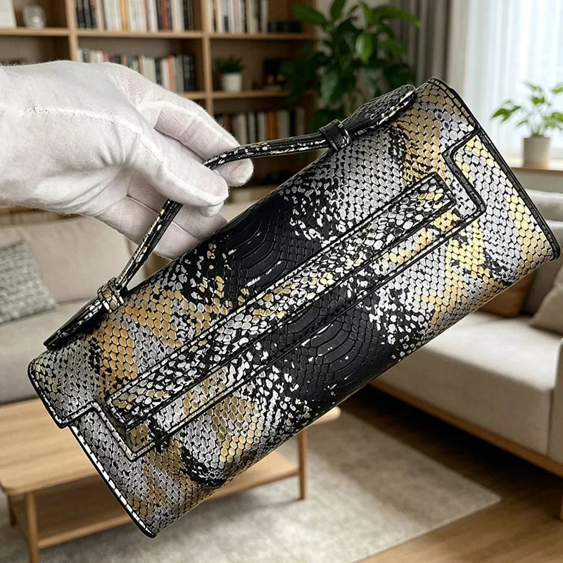 Ostrich Pattern Clutch Bag – Women's PU Leather Party Purse