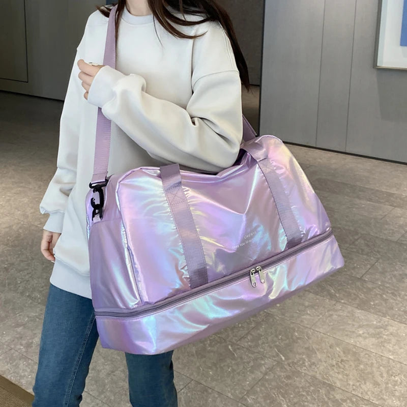 Holographic Duffle Bag – Large Capacity Weekender & Gym Bag