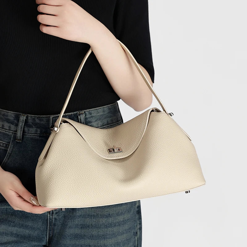 Leather Shoulder Bag for Women – Large Capacity Commute Handbag