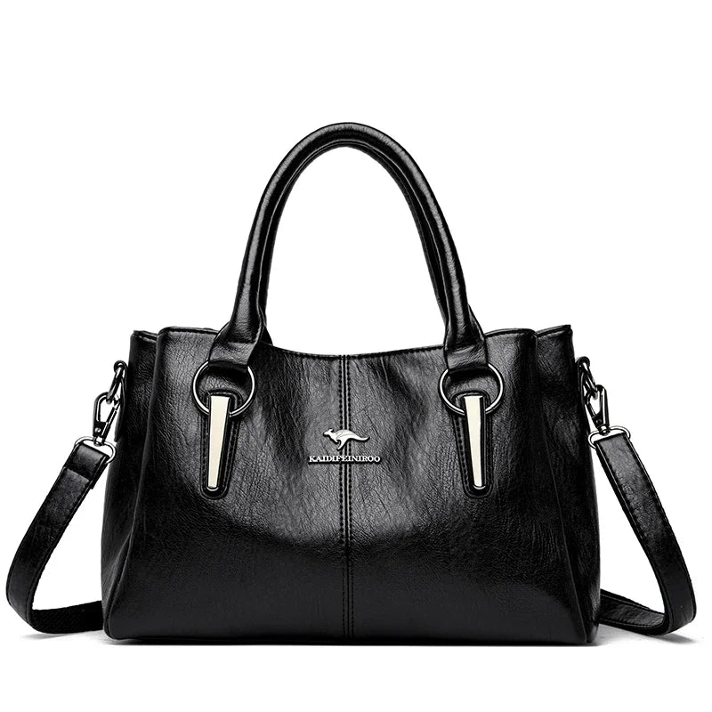 Luxury Soft Leather Handbag for Women – 3-Layer Shoulder Bag