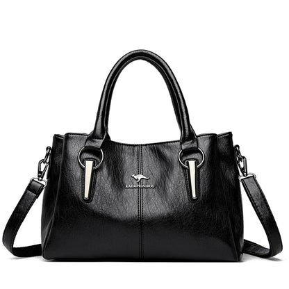 Luxury Soft Leather Handbag for Women – 3-Layer Shoulder Bag
