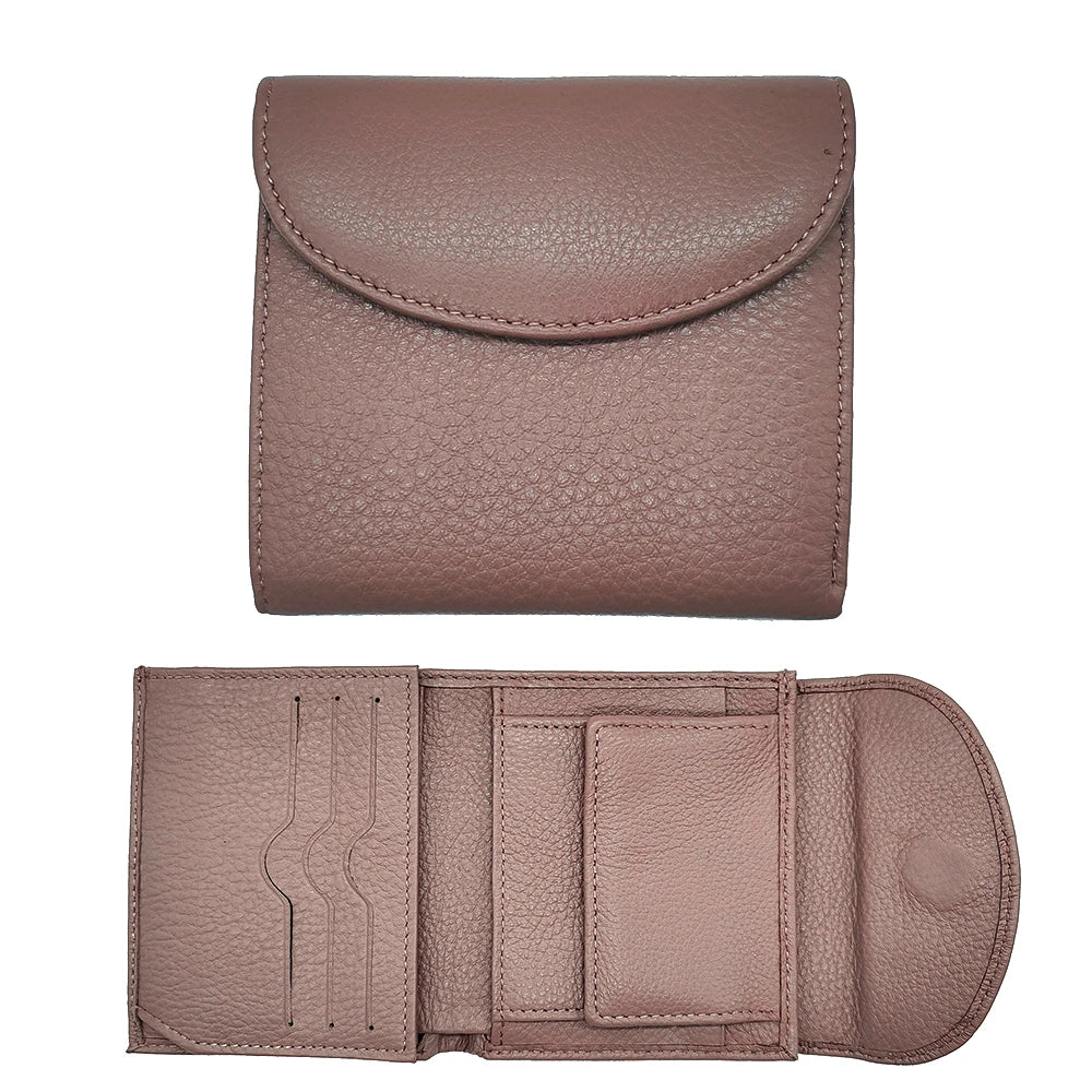 Women's Genuine Leather Short Wallet – Flap Closure with Card Holders