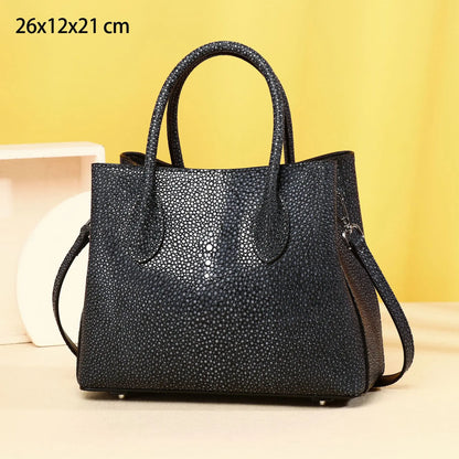 Genuine Leather Stingray-Texture Tote Bag for Women