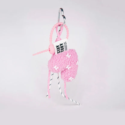 Plush Heart Keychain with Braided Rope – Cute Fluffy Pendant