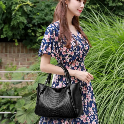 Snakeskin Leather Tote Bag for Women – Luxury Shoulder Handbag