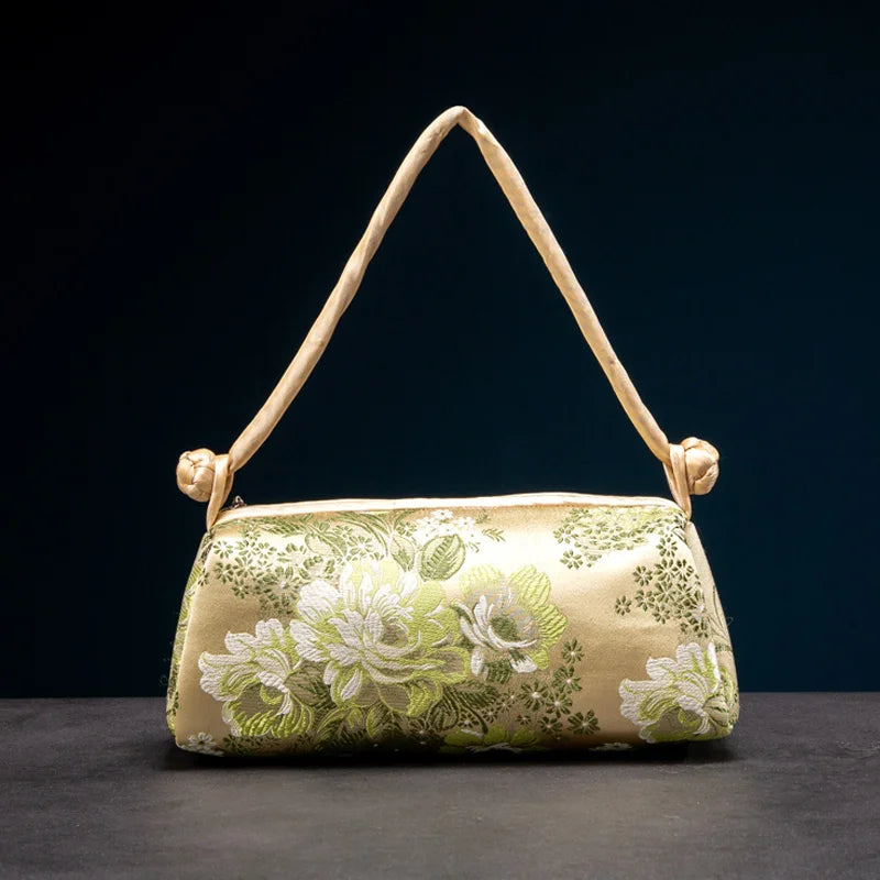 Embroidered Silk Shoulder Bag – Floral Cheongsam Purse