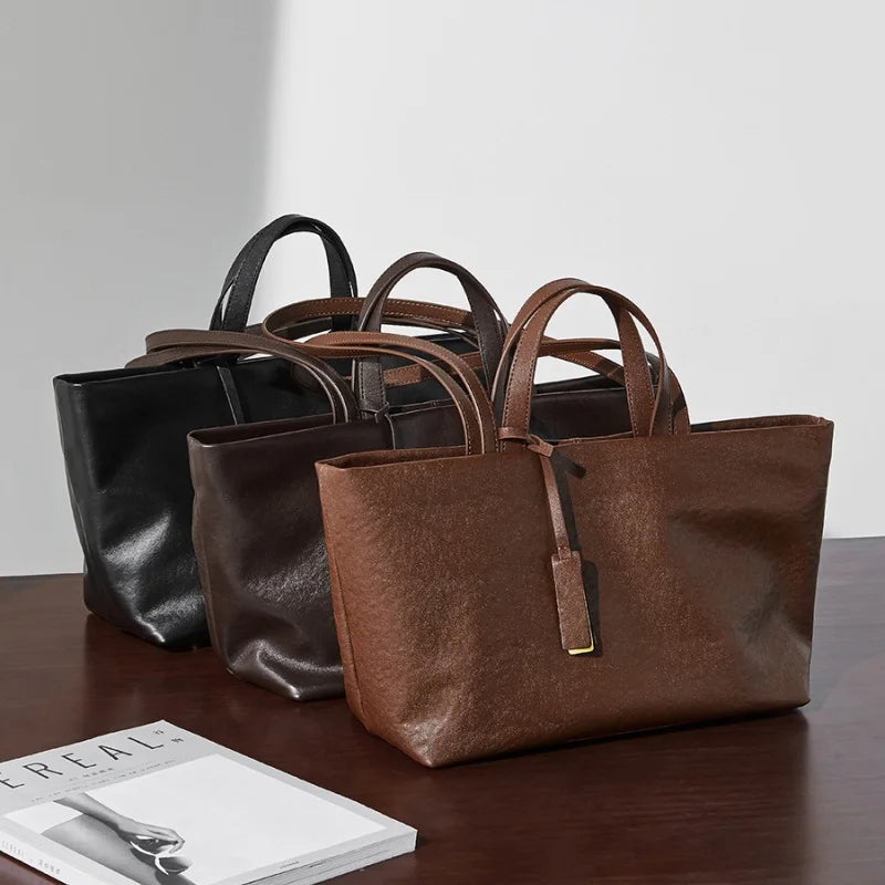 Large Capacity Leather Tote Shoulder Bag for Women