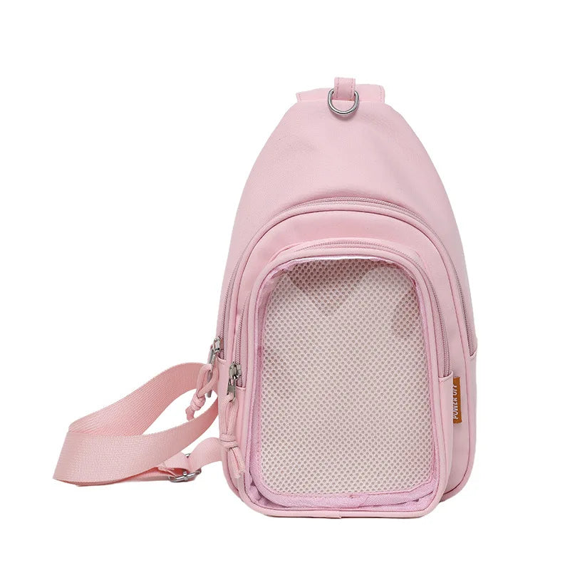 Kawaii Ita Sling Bag – Nylon Crossbody with Display Window