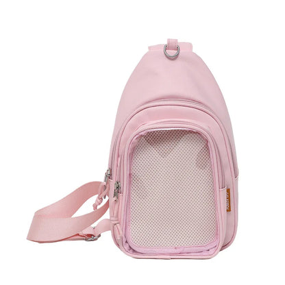 Kawaii Ita Sling Bag – Nylon Crossbody with Display Window