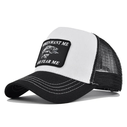 Women Want Me Fish Fear Me Trucker Hat – Unisex Fishing Cap